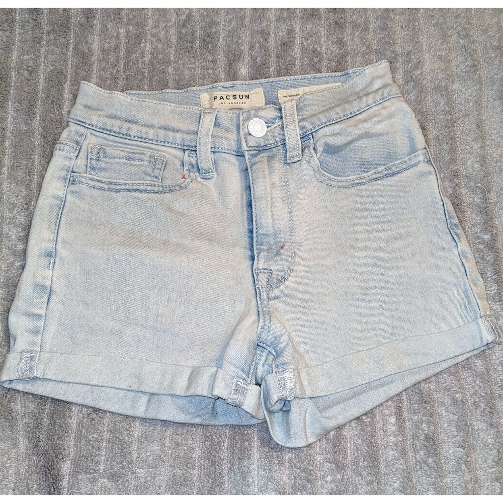Pacsun The Shortie Denim Shorts Cuffed Hem Light Wash Casual Size‎ 23